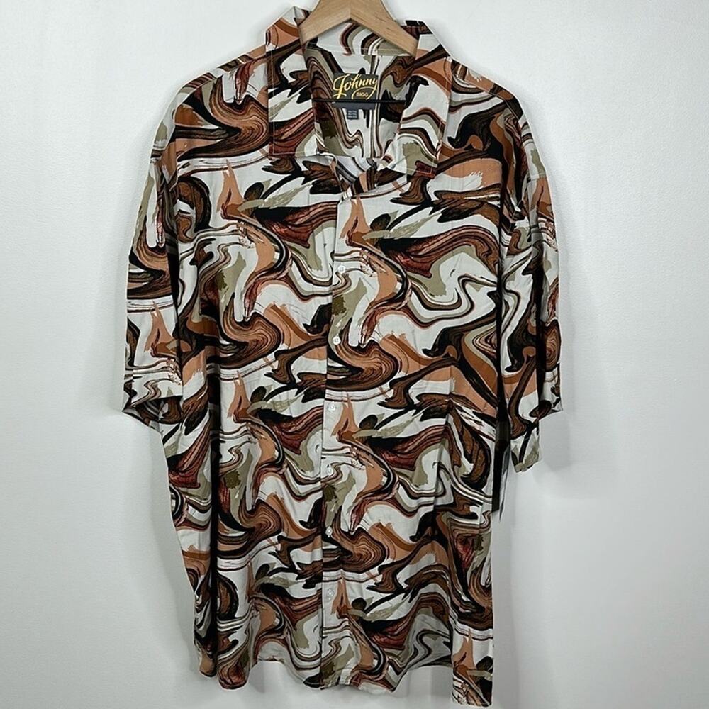 Johnny Bigg Men's 1XL NWT Rust Marble Print Shirt Big & Tall Abstract Earth Tone